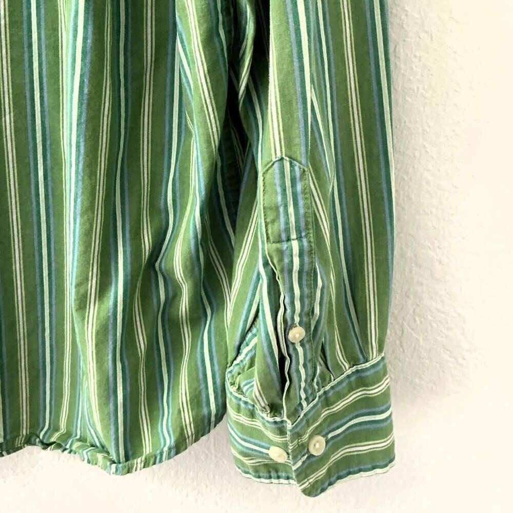 US Polo Assn Men's XL Green Striped Long Sleeve Button Down Shirt Cotton - Picture 6 of 8